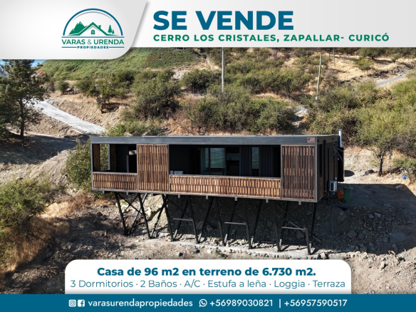 Se Vende casa de 96 m2 en terreno de 6.730 m2 en Loteo Cerro los Cristales, Zapallar – Curicó