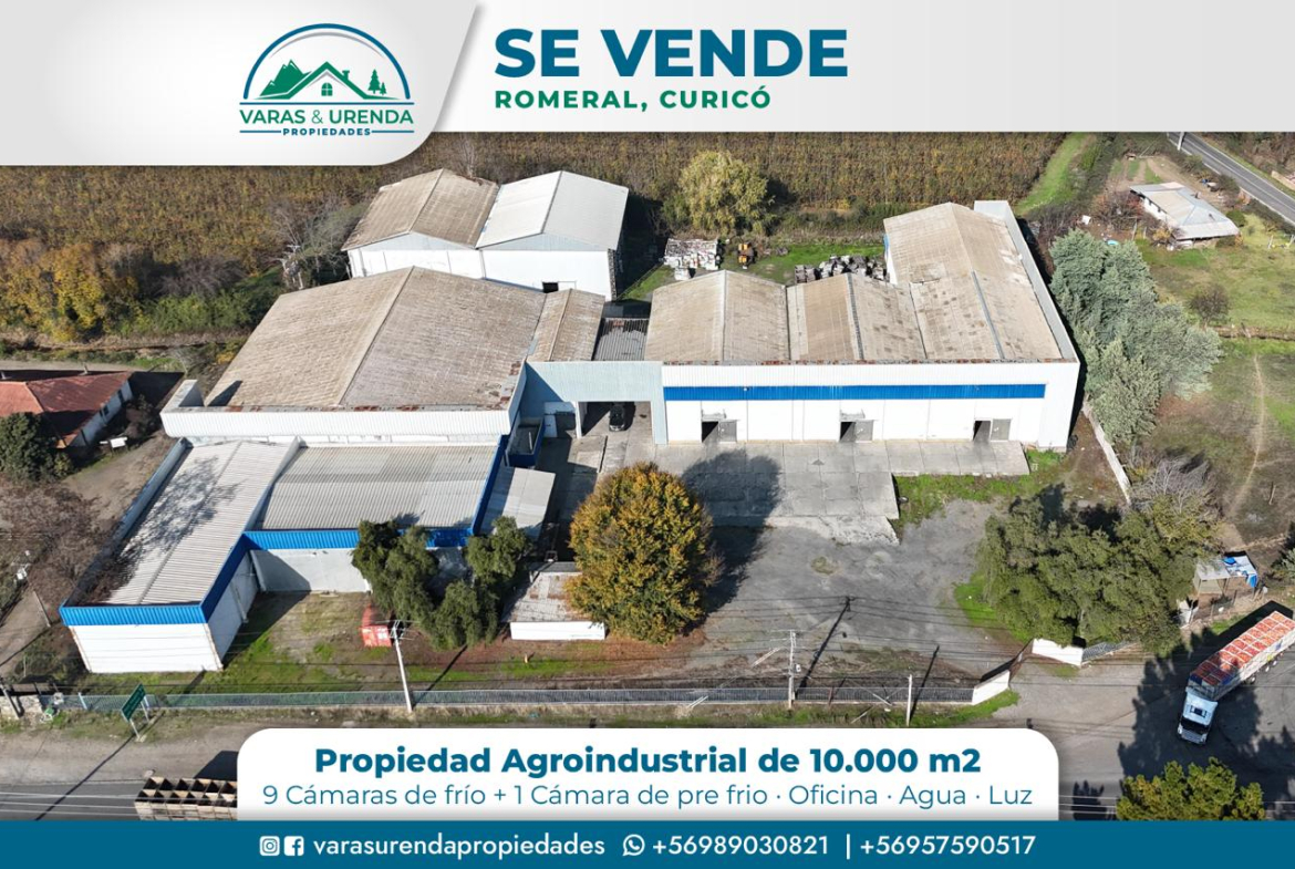 Se Vende propiedad Agroindustrial de 10.000 m2, Romeral – Curicó