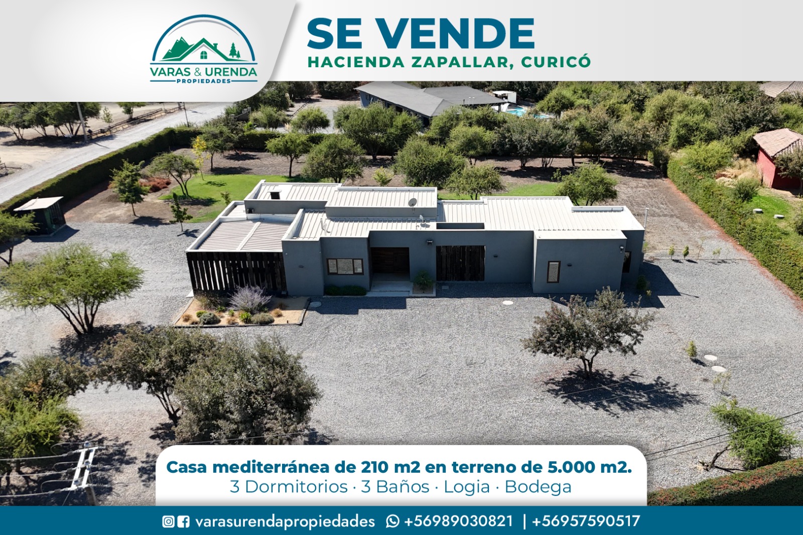 Se Vende excelente casa de 210 m2 en Hacienda Zapallar, Curicó