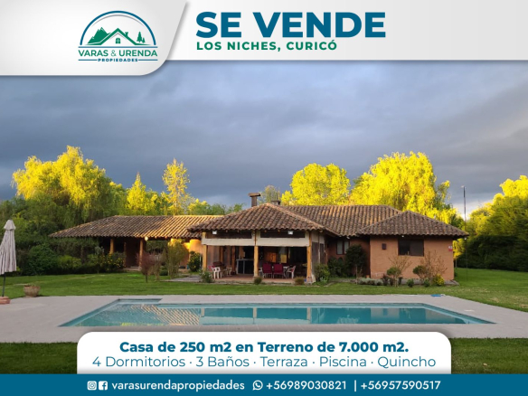 Se Vende excelente casa de 250 m2 en Los Niches, Curicó