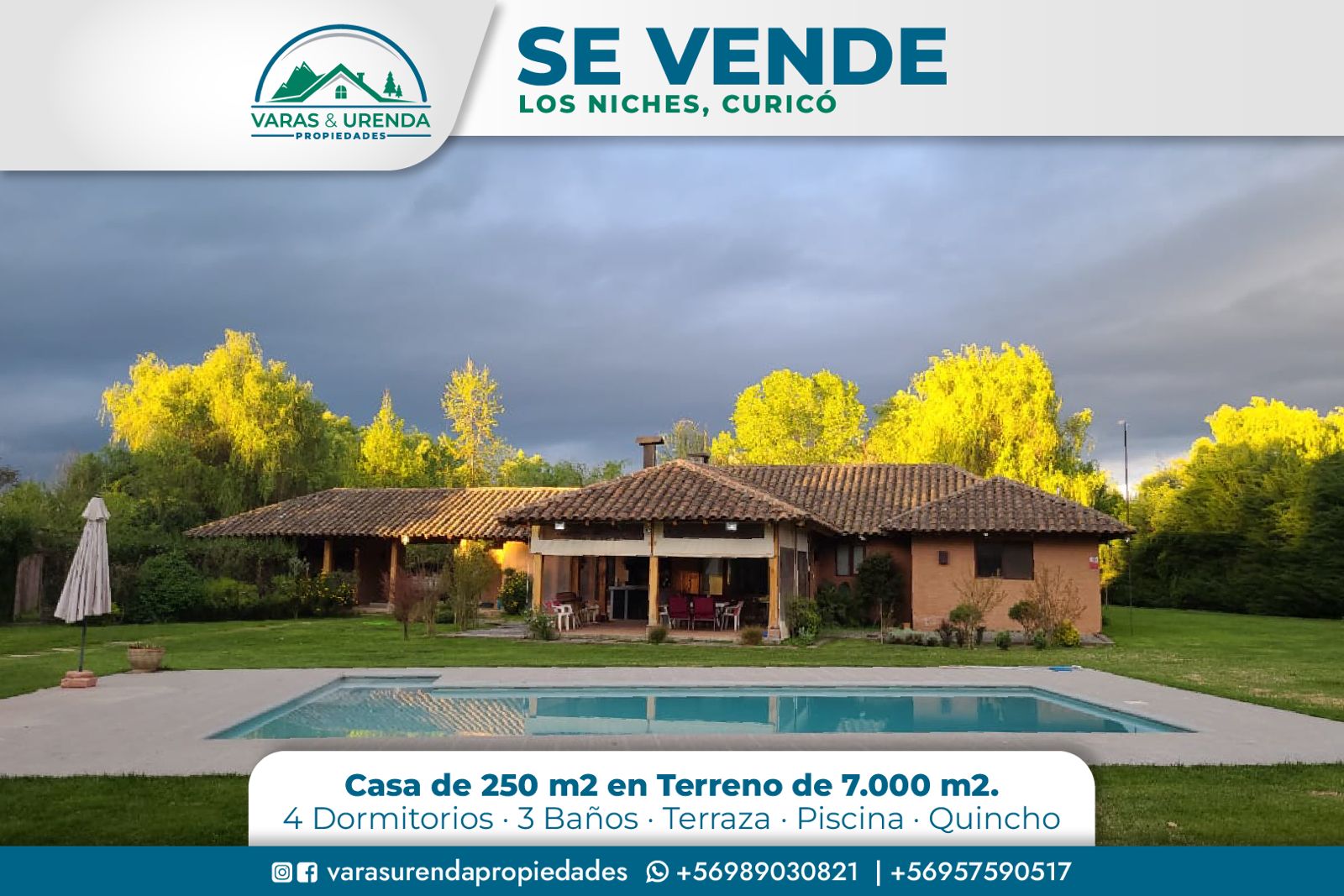 Se Vende excelente casa de 250 m2 en Los Niches, Curicó