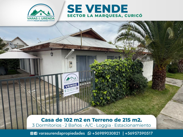 Se Vende casa de 102 m2 en sector La Marquesa, Curicó
