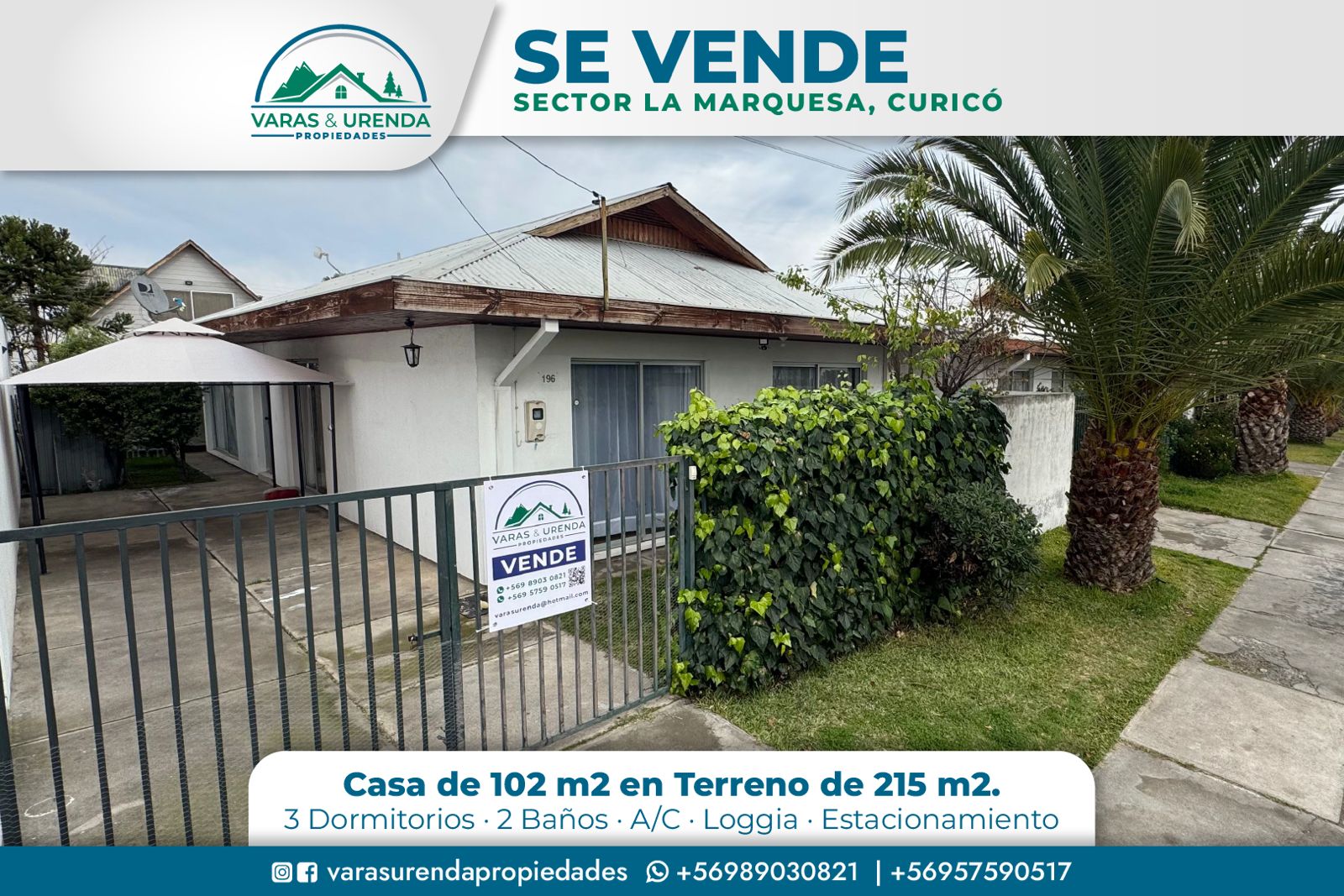 Se Vende casa de 102 m2 en sector La Marquesa, Curicó