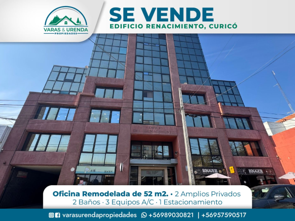 Se Vende oficina remodelada de 52 m2 en Edificio Renacimiento, Curicó