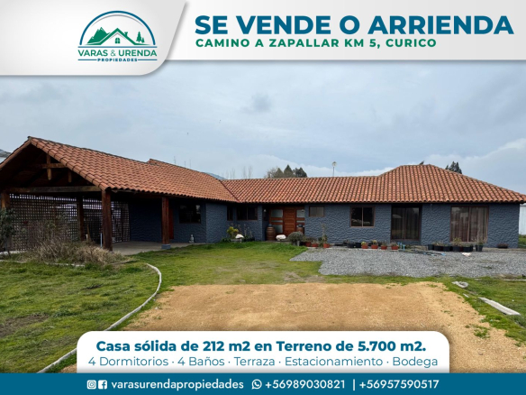Se Vende casa construcción sólida en camino Zapallar, Curicó