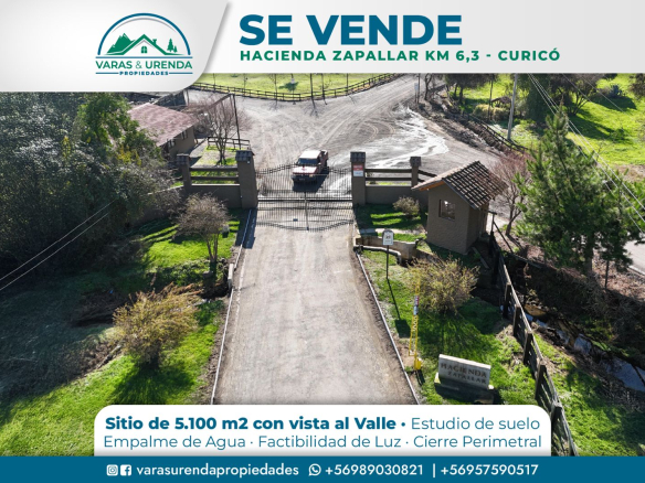 Se Vende sitio de 5.100 m2 con linda vista al valle en Hacienda Zapallar, Curicó