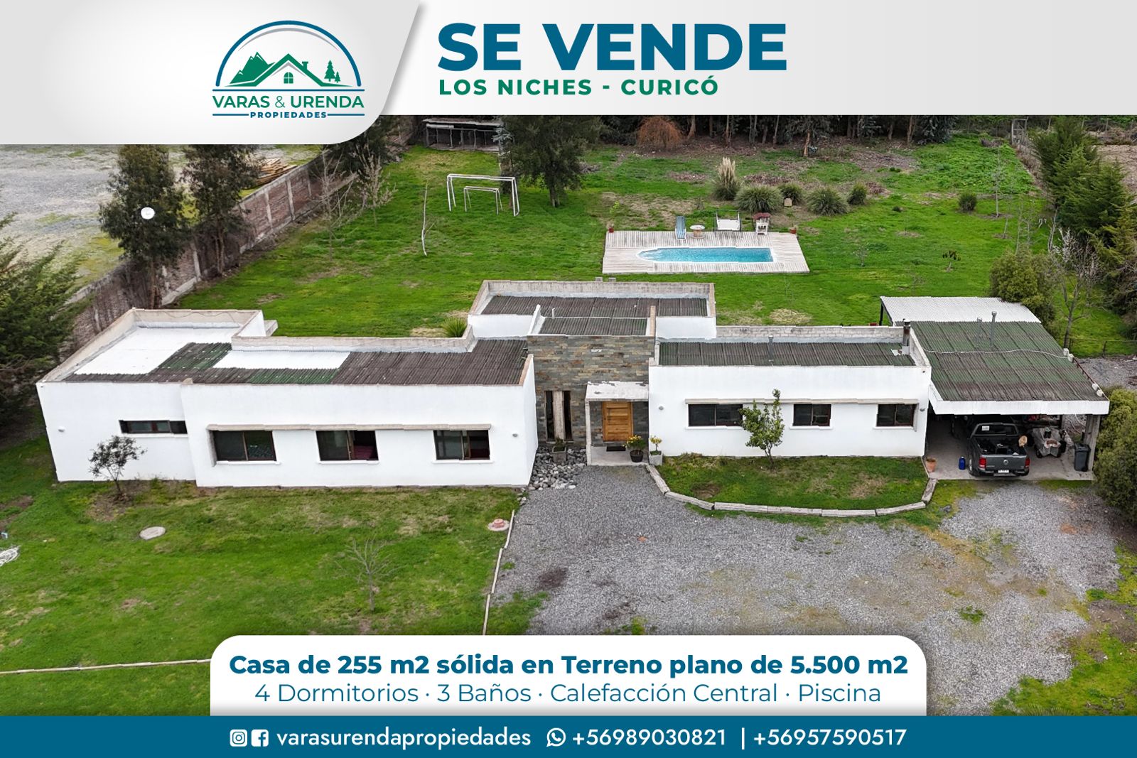 Se Vende casa de 255 m2 de construcción sólida en Los Niches, Curicó