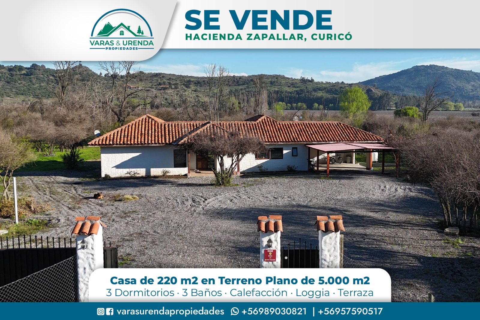 Se Vende casa estilo chilena de 220 m2 en Hacienda Zapallar, Curicó