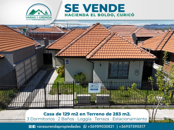 Se Vende casa de 129 m2 en Hacienda el Boldo, Curicó