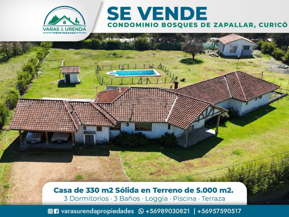 Se Vende casa de 330 m2 en Condominio Bosques de Zapallar, Curicó