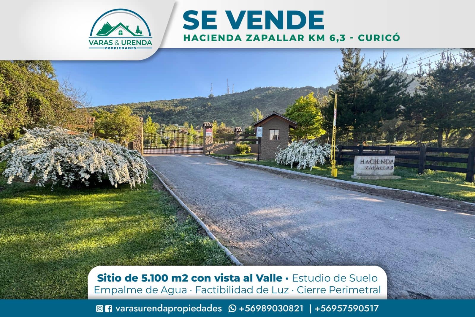 Se Vende sitio 5.100 m2 con una vista espectacular en Hacienda Zapallar, Curicó