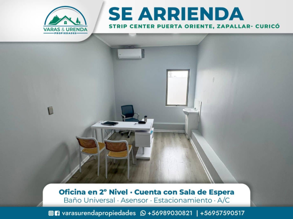 Se Arrienda excelente oficina en Strip Center Puerta Oriente, Zapallar, Curicó