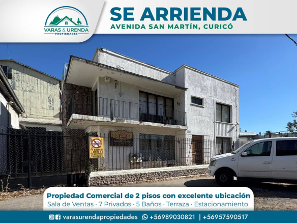Se Arrienda propiedad comercial en Avenida San Martín, Curicó