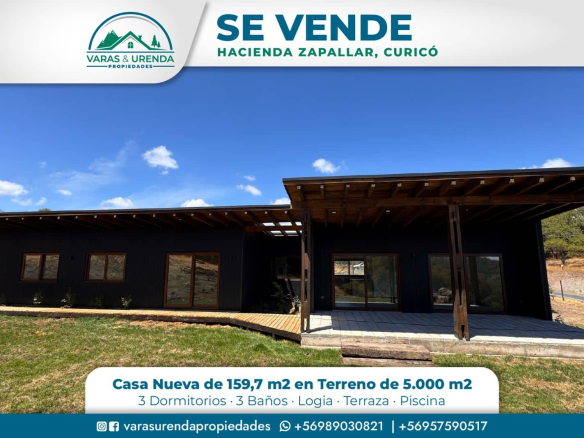 Se Vende linda casa nueva de 160 m2 en Hacienda Zapallar, Curicó
