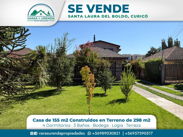 Se Vende excelente casa de 155 m2 en Santa Laura del Boldo, Curicó