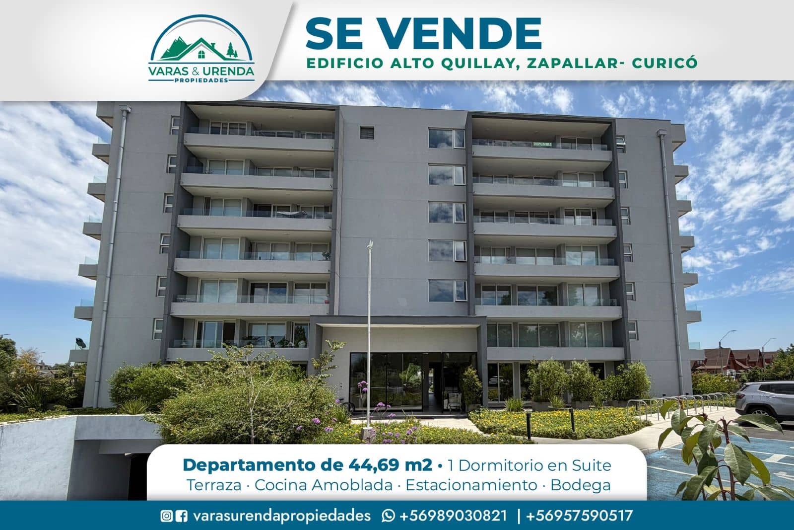 Se Vende excelente departamento en Edificio Alto Quillay, Zapallar, Curicó