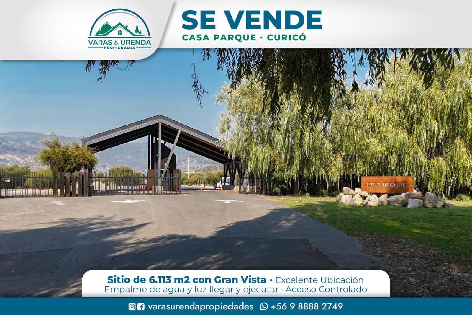Se Vende sitio de 6.113 m2 en Casa Parque, Curicó