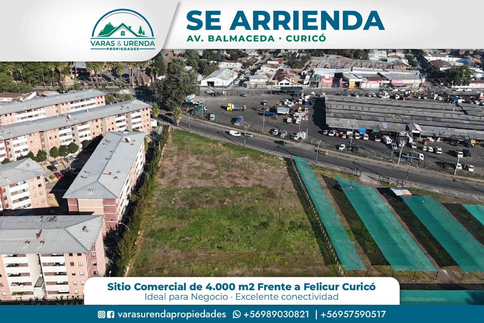 Se Arrienda sitio comercial de 4.000 m2 frente a Felicur, Curicó