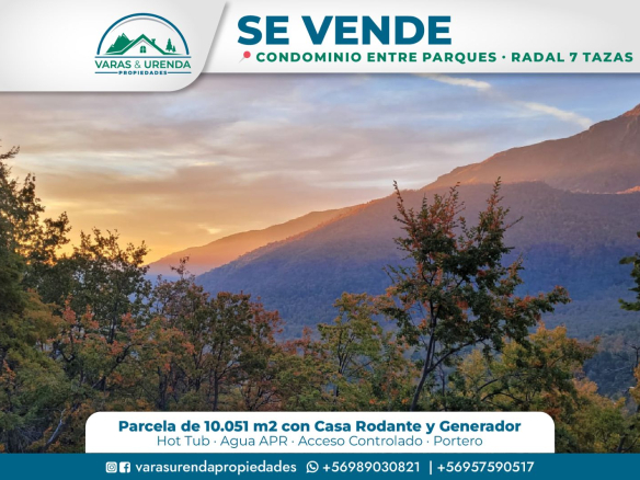 Se Vende excelente parcela de 10.051 m2 con casa rodante en Condominio Entre Parques, Radal 7 Tazas