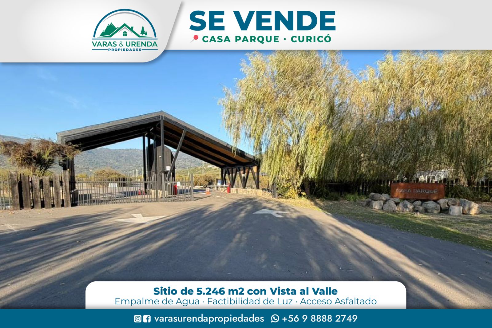 Se Vende lindo sitio de 5.246 m2 en Casa Parque, Curicó