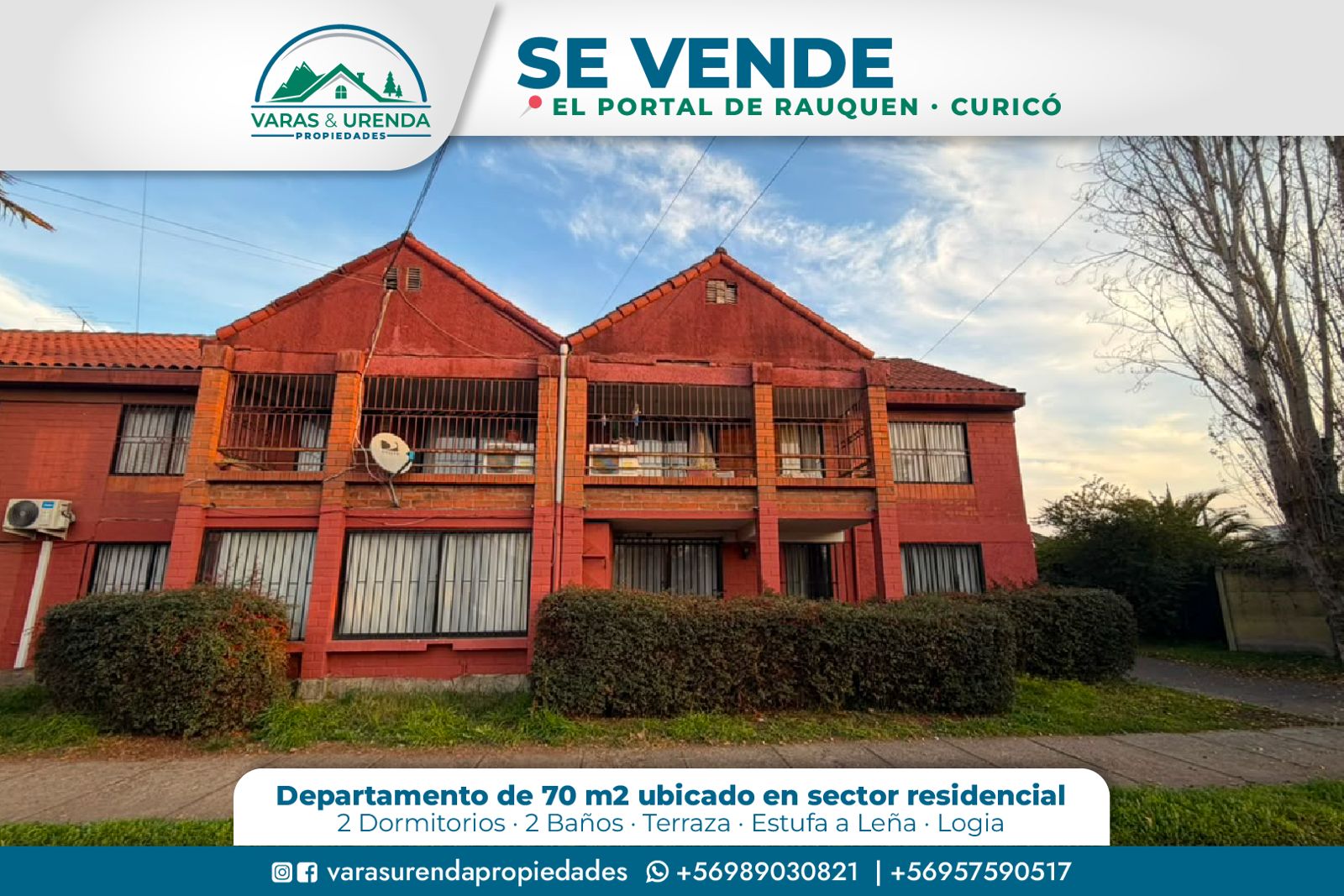Se Vende departamento 70 m2 en El Portal de Rauquén, Curicó
