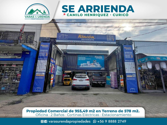 Se Arrienda excelente propiedad comercial de 955,49 m2 en Camilo Henríquez, Curicó