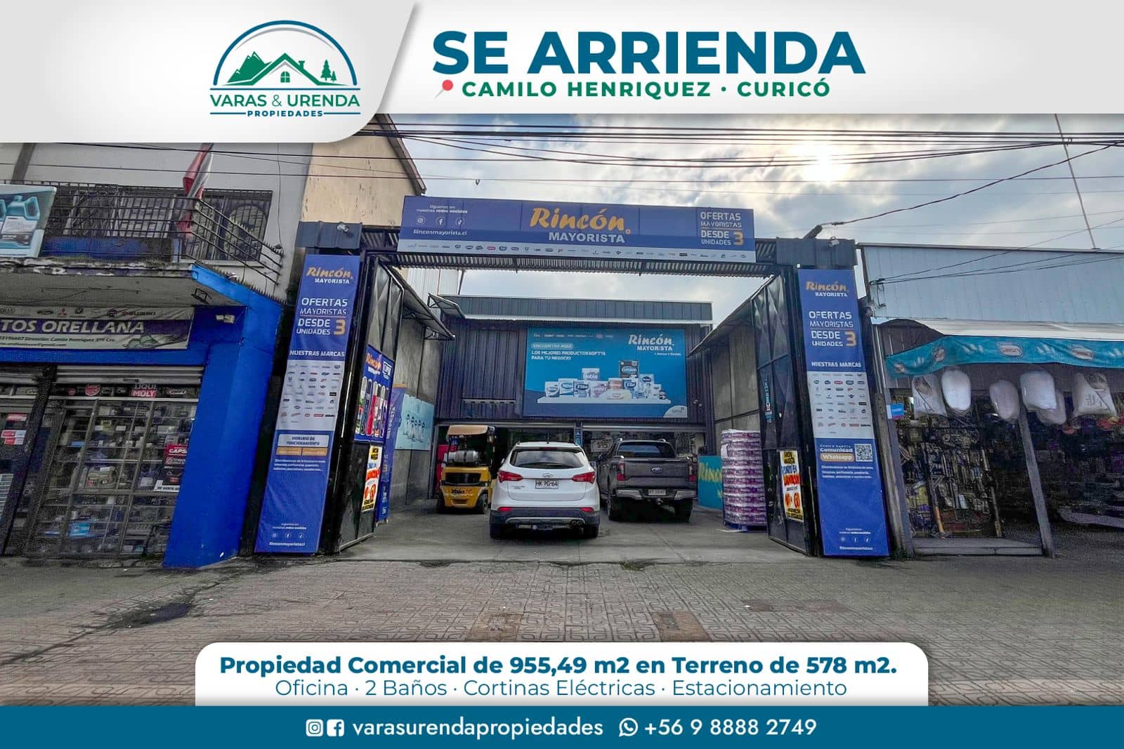 Se Arrienda excelente propiedad comercial de 955,49 m2 en Camilo Henríquez, Curicó