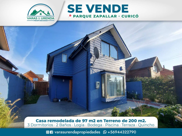 Se Vende casa remodelada de 97 m2 en Parque Zapallar, Curicó