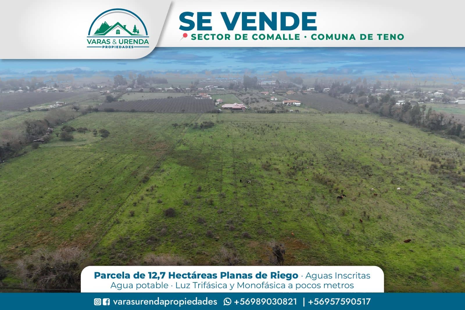 Se Vende linda parcela de 12,7 hectáreas en Sector Comalle, Comuna de Teno