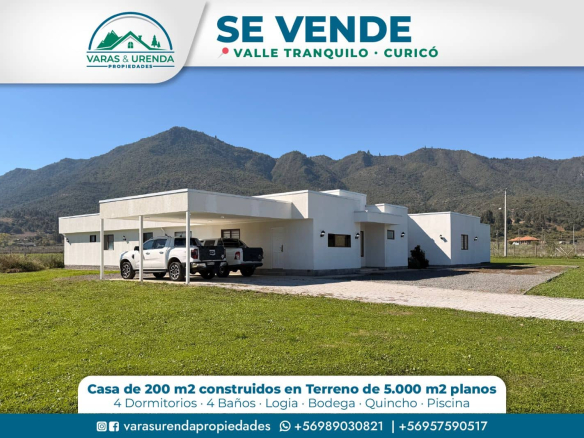 Se Vende linda casa de 200 m2 en Valle Tranquilo, Curicó
