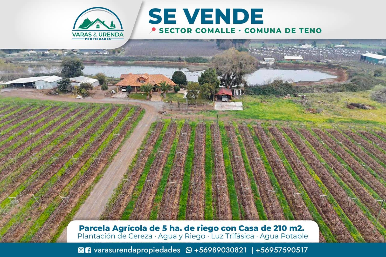 Se Vende parcela con casa principal de 210 m2 en Sector Comalle, comuna de Teno
