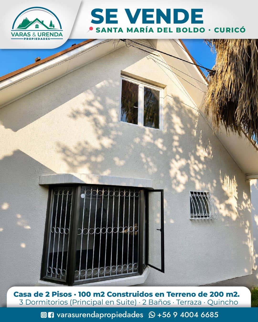 Se Vende excelente casa de 100 m2 en Santa María del Boldo, Curicó