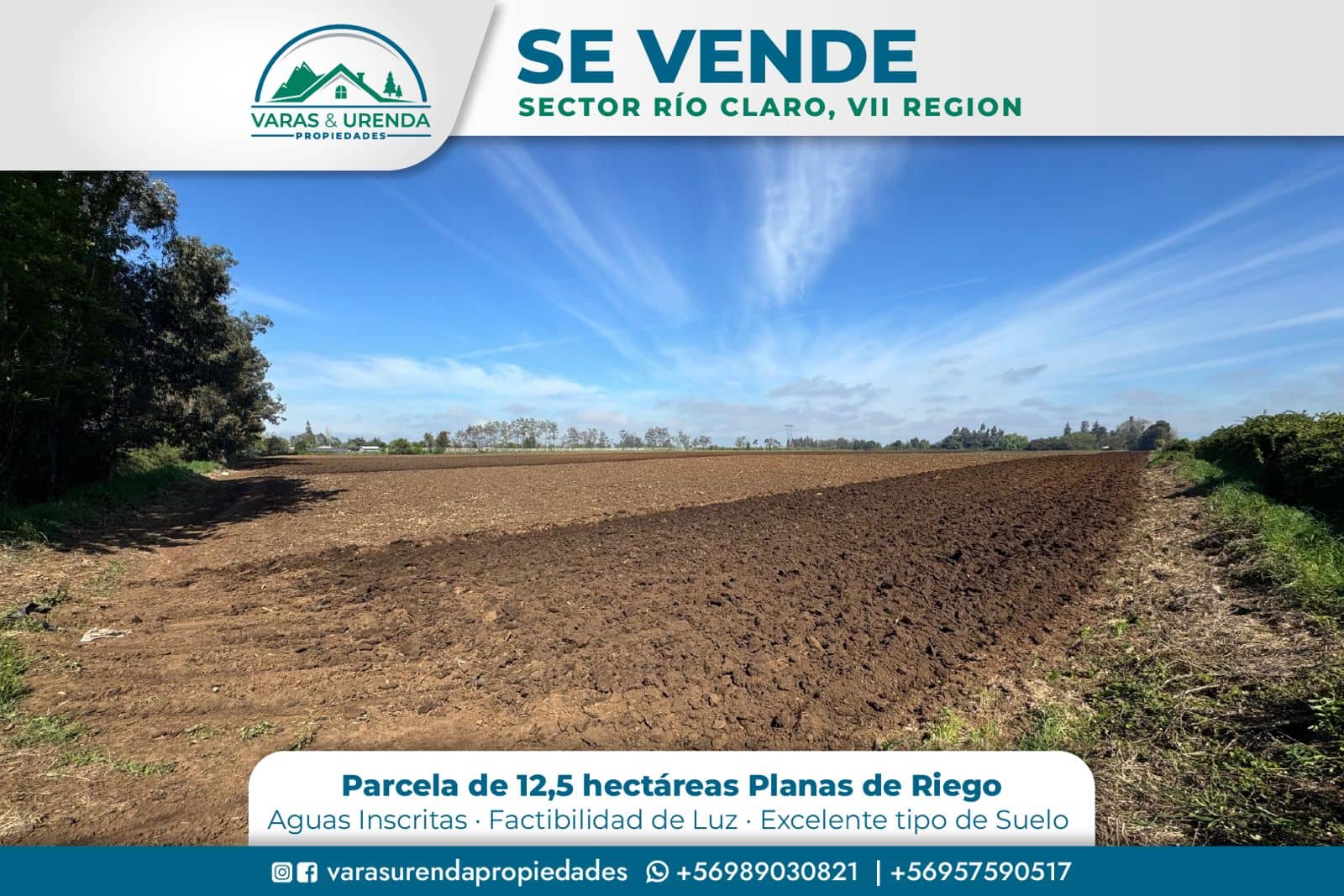 Se Vende linda parcela 12,5 hás. en Sector Río Claro, VII Región