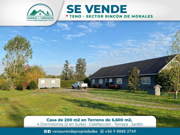 Se Vende casa de 200 m2 en Teno, Sector Rincón de Morales