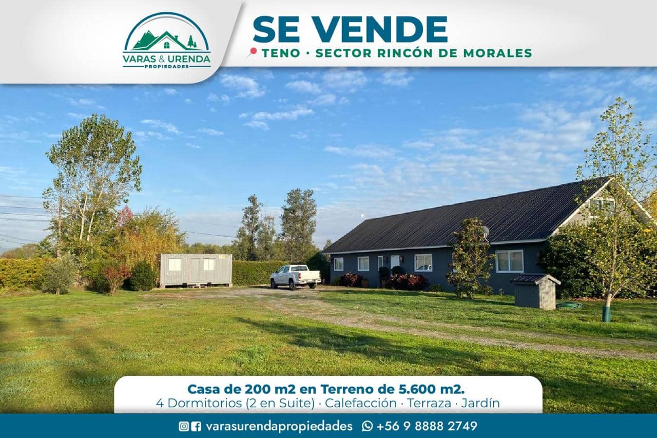 Se Vende casa de 200 m2 en Teno, Sector Rincón de Morales