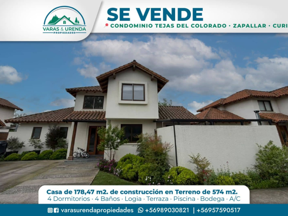 Se Vende excelente casa en Condominio Tejas del Colorado, Zapallar, Curicó