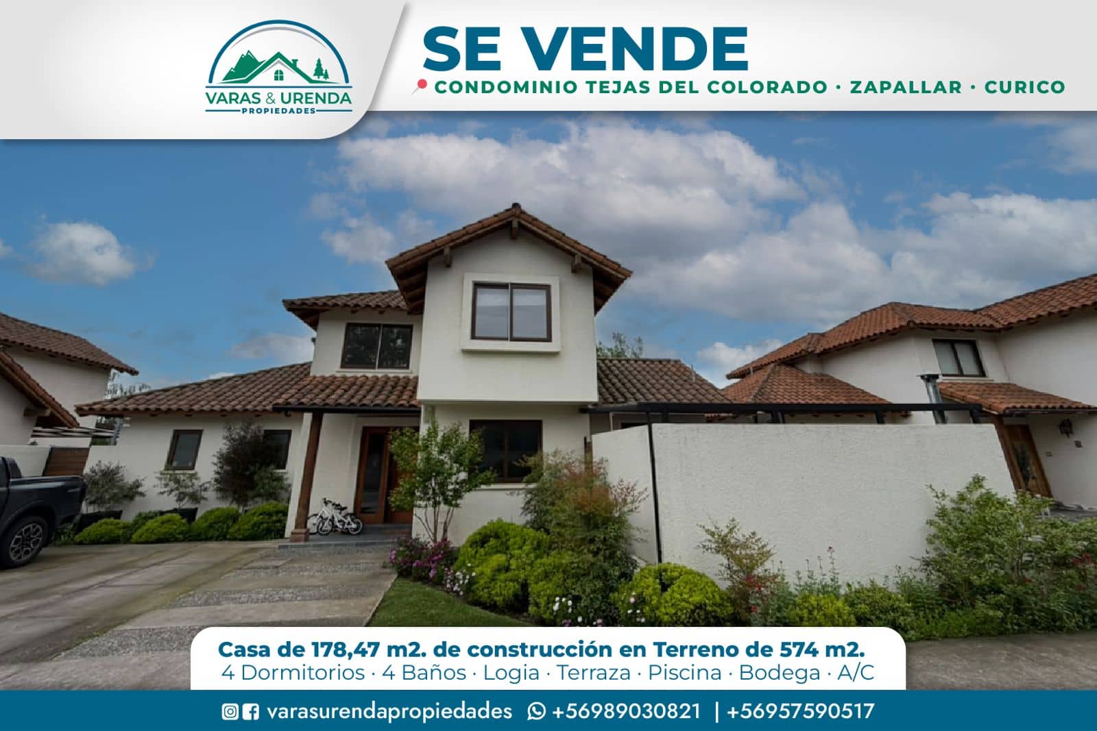 Se Vende excelente casa en Condominio Tejas del Colorado, Zapallar, Curicó